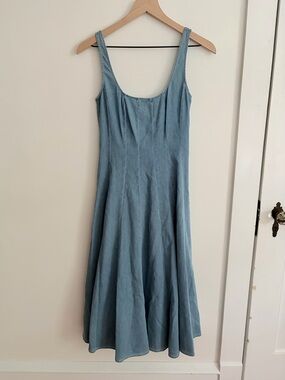 STAUD // wells light denim midi dress 4